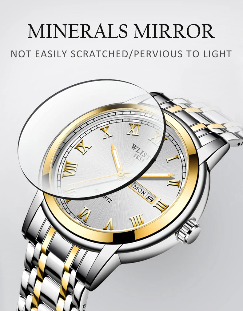 Man Watch Quartz Watches Luxury Business Waterproof Luminous Men Wristwatches Sports Stainless Steel Watches for Man