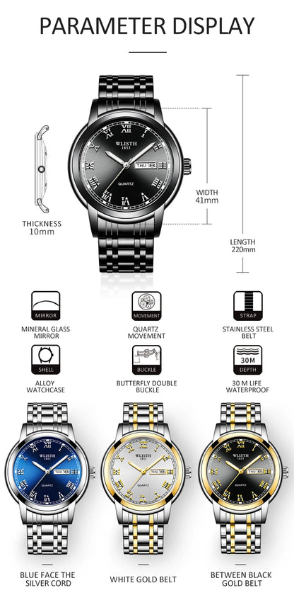 Watches for man Luxury Quartz Wristwatch Men Fashionable Business Waterproof Luminous Mens Watch Clock Man Watches Relogio